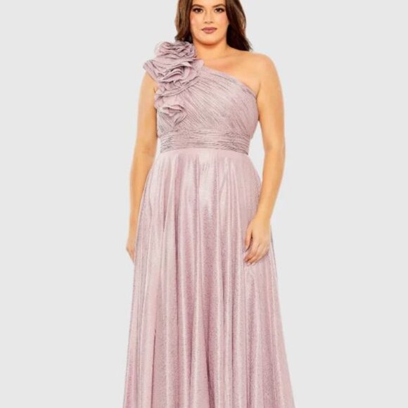 Mac Duggal Purple Floral Detail One Shoulder Gown (Plus) - Picture 1 of 1